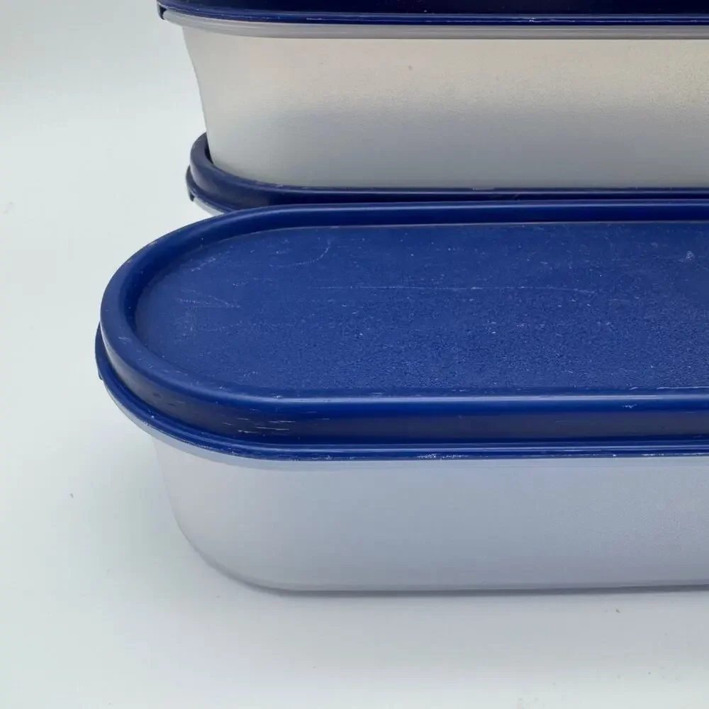 6 Tupperware Modular Mate Oval Container Blue Lid 2399A-3